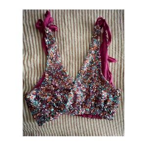 Free People Rainbow Sequin Crop